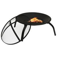 2-in-1 Fire Pit and BBQ with Poker 56x56x49 cm Steel