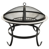 2-in-1 Fire Pit and BBQ with Poker - Stainless Steel