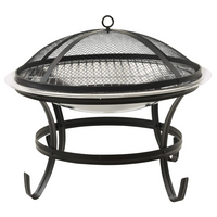 2-in-1 Fire Pit and BBQ with Poker - Stainless Steel