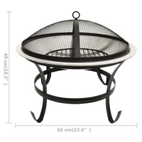 2-in-1 Fire Pit and BBQ with Poker - Stainless Steel