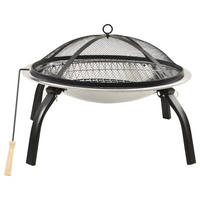 2-in-1 Fire Pit and BBQ with Poker - Stainless Steel