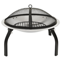 2-in-1 Fire Pit and BBQ with Poker - Stainless Steel