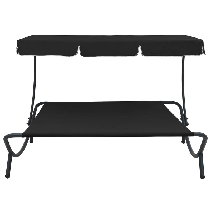 Outdoor Lounge Bed with Canopy Black - Relax in Style