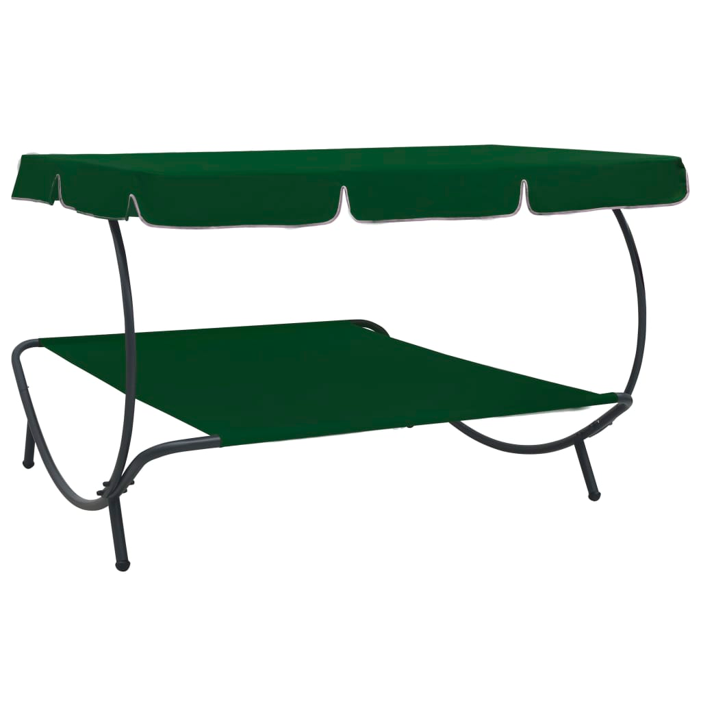 Outdoor Lounge Bed with Canopy Green