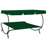 Outdoor Lounge Bed with Canopy Green