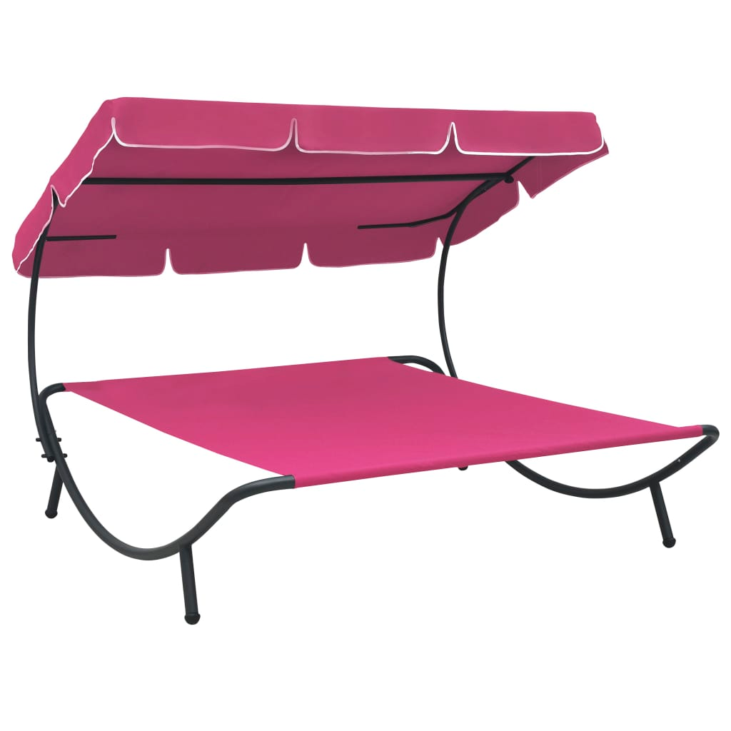 Outdoor Lounge Bed with Canopy Pink - Relax in Style