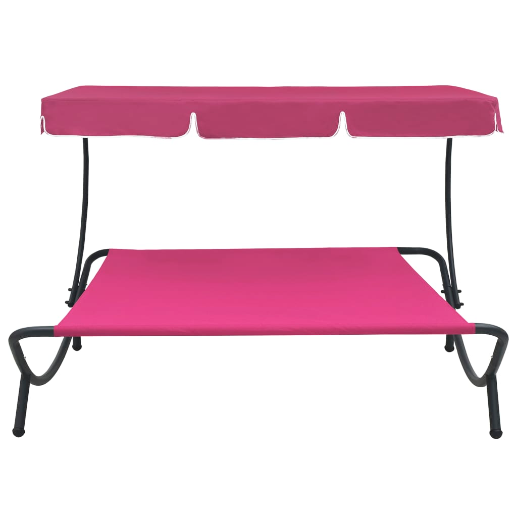 Outdoor Lounge Bed with Canopy Pink - Relax in Style