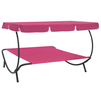 Outdoor Lounge Bed with Canopy Pink - Relax in Style