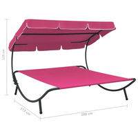 Outdoor Lounge Bed with Canopy Pink - Relax in Style