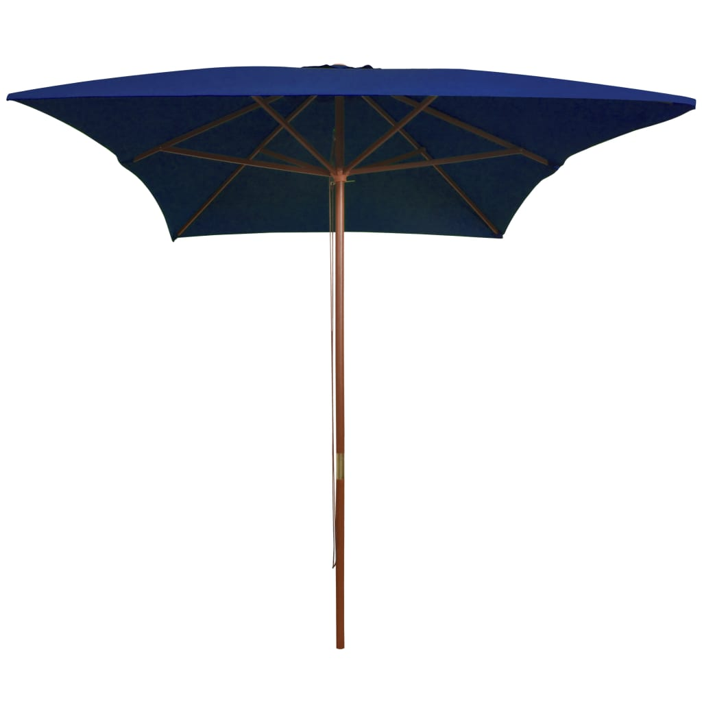 Outdoor Parasol with Wooden Pole Blue 200x300 cm