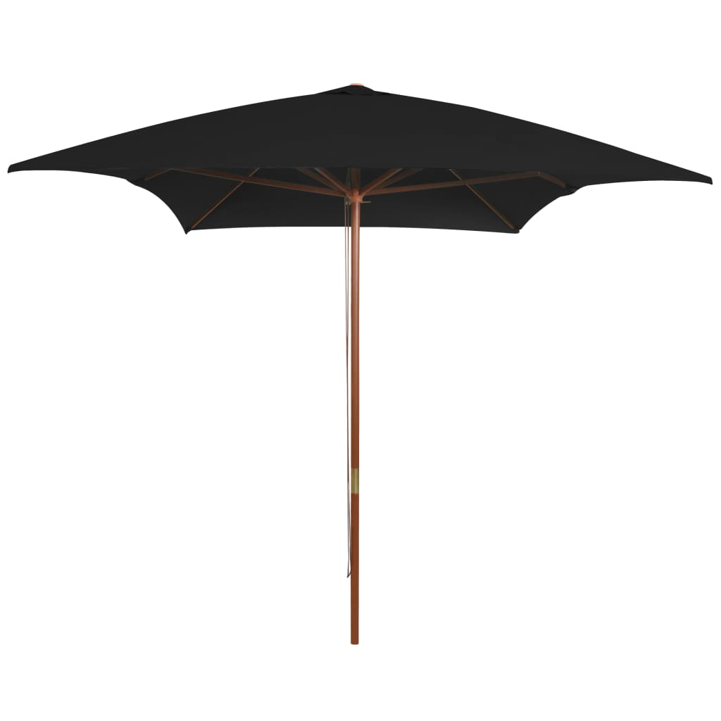 Outdoor Parasol with Wooden Pole Black - Create Shade and Protect from Harmful UV Rays