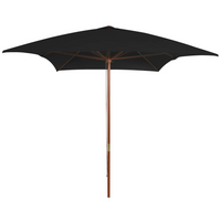 Outdoor Parasol with Wooden Pole Black - Create Shade and Protect from Harmful UV Rays