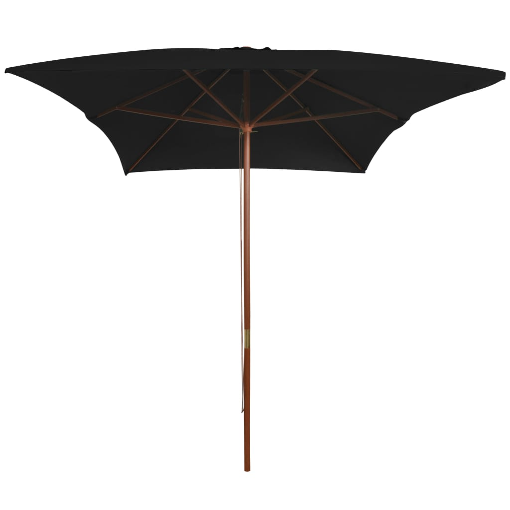 Outdoor Parasol with Wooden Pole Black - Create Shade and Protect from Harmful UV Rays