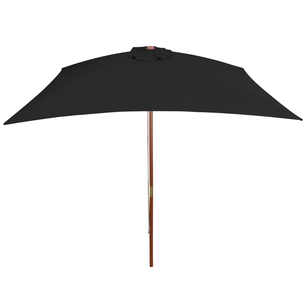 Outdoor Parasol with Wooden Pole Black - Create Shade and Protect from Harmful UV Rays