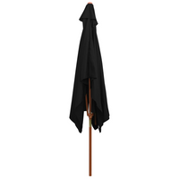 Outdoor Parasol with Wooden Pole Black - Create Shade and Protect from Harmful UV Rays