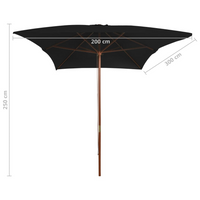 Outdoor Parasol with Wooden Pole Black - Create Shade and Protect from Harmful UV Rays