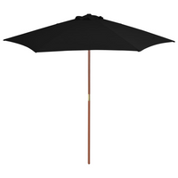 Outdoor Parasol with Wooden Pole Black 270 cm - Protect Yourself from Harmful UV Rays