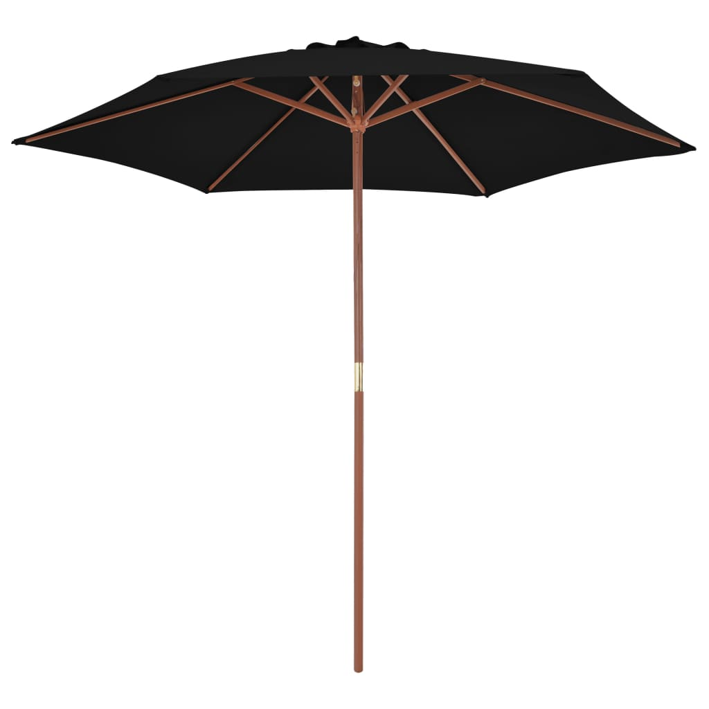 Outdoor Parasol with Wooden Pole Black 270 cm - Protect Yourself from Harmful UV Rays