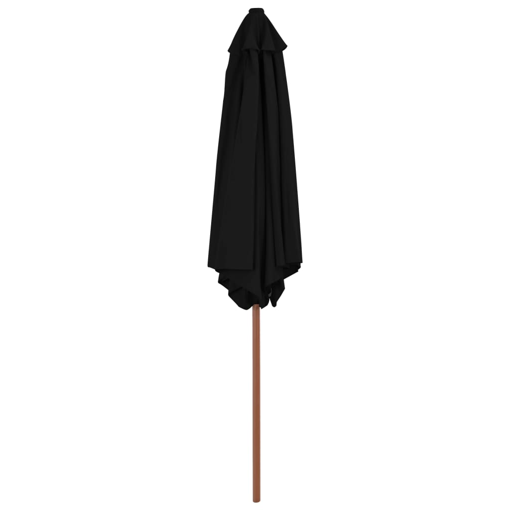 Outdoor Parasol with Wooden Pole Black 270 cm - Protect Yourself from Harmful UV Rays