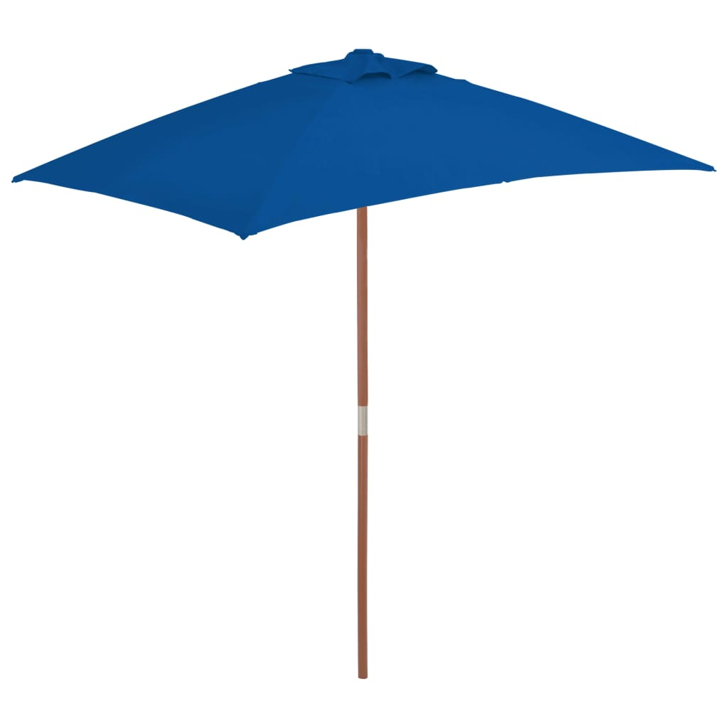 Outdoor Parasol with Wooden Pole Blue 150x200 cm