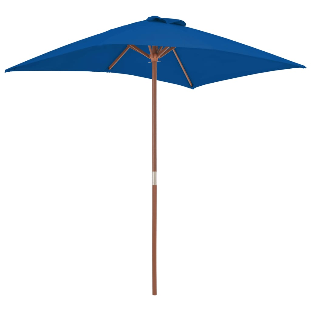 Outdoor Parasol with Wooden Pole Blue 150x200 cm