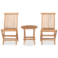 3 Piece Folding Outdoor Dining Set Solid Teak Wood