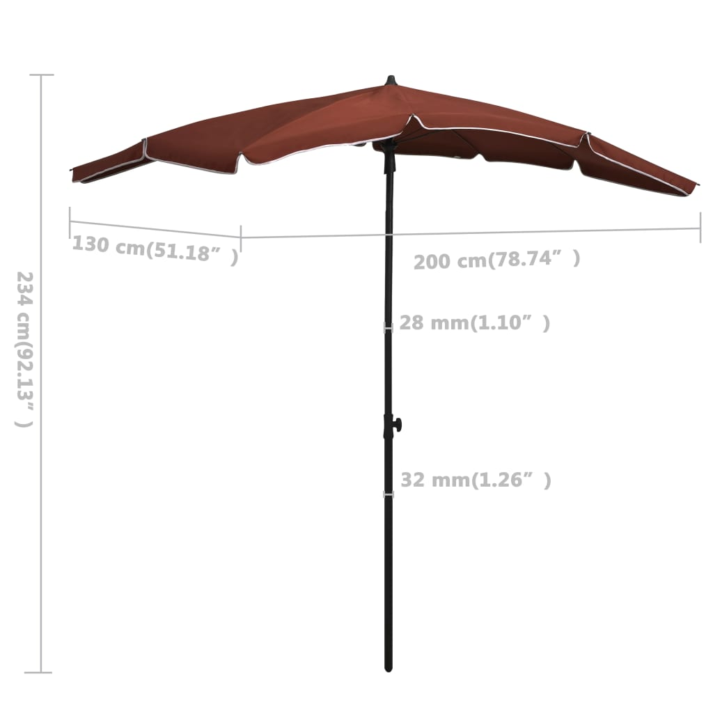 Garden Parasol with Pole 200x130 cm Terracotta - UV Protective and Tilt Function