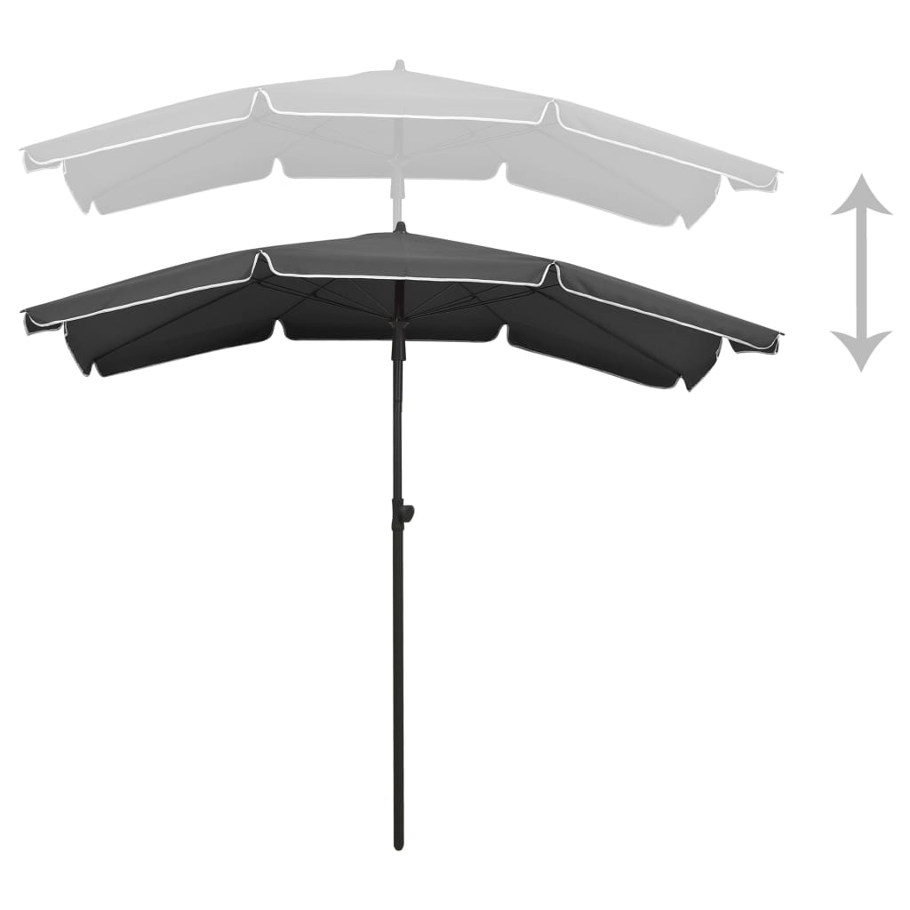 Garden Parasol with Pole 200x130 cm Anthracite - UV Protective and Tilt Function