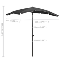 Garden Parasol with Pole 200x130 cm Anthracite - UV Protective and Tilt Function