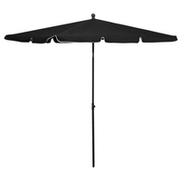 Garden Parasol with Pole 210x140 cm Black - UV Protective and Anti-Fade Polyester, Tilting Function, Easy to Clean