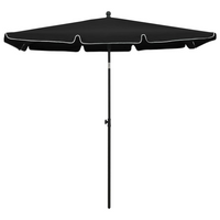 Garden Parasol with Pole 210x140 cm Black - UV Protective and Anti-Fade Polyester, Tilting Function, Easy to Clean