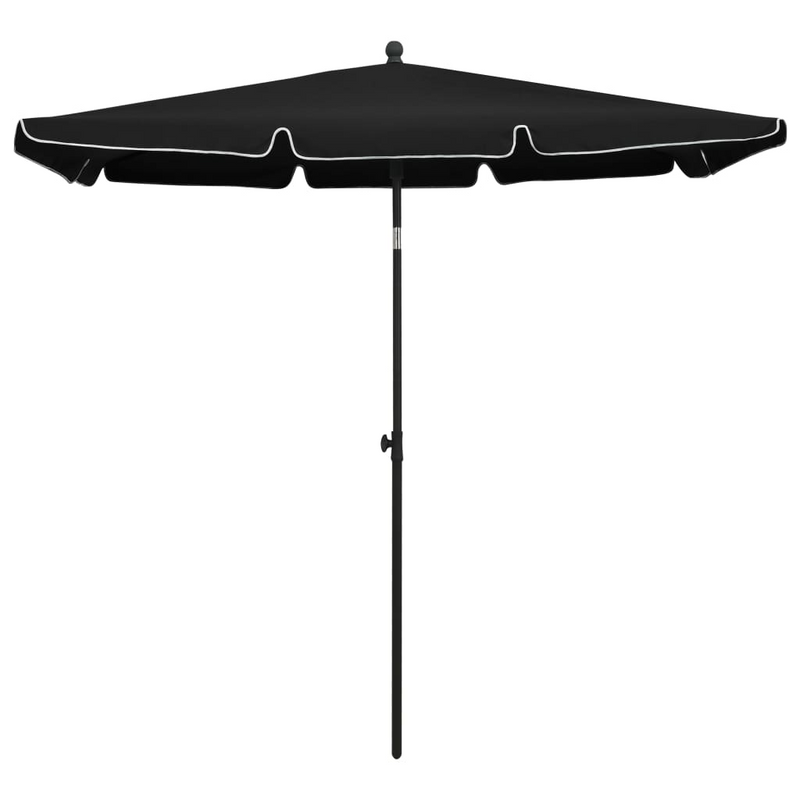 Garden Parasol with Pole 210x140 cm Black - UV Protective and Anti-Fade Polyester, Tilting Function, Easy to Clean