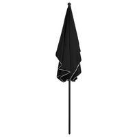 Garden Parasol with Pole 210x140 cm Black - UV Protective and Anti-Fade Polyester, Tilting Function, Easy to Clean