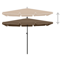 Garden Parasol with Pole 210x140 cm Taupe - UV Protective and Tilt Function