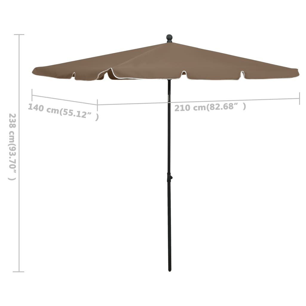 Garden Parasol with Pole 210x140 cm Taupe - UV Protective and Tilt Function