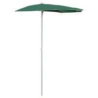 Garden Half Parasol with Pole 180x90 cm Green - UV Protective and Durable