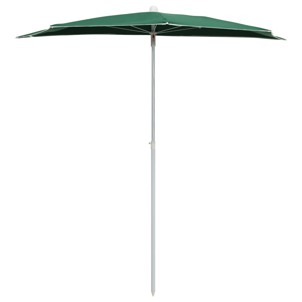 Garden Half Parasol with Pole 180x90 cm Green - UV Protective and Durable