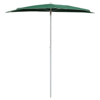 Garden Half Parasol with Pole 180x90 cm Green - UV Protective and Durable