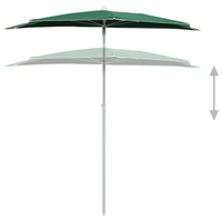 Garden Half Parasol with Pole 180x90 cm Green - UV Protective and Durable