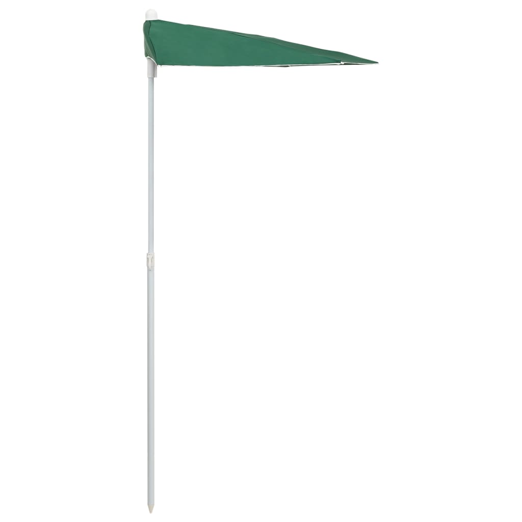 Garden Half Parasol with Pole 180x90 cm Green - UV Protective and Durable