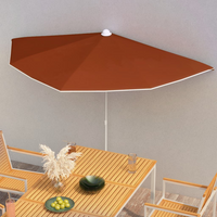 Garden Half Parasol with Pole 180x90 cm Terracotta