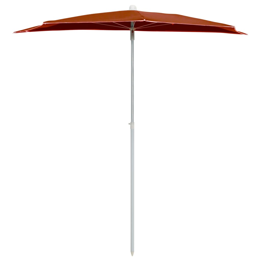 Garden Half Parasol with Pole 180x90 cm Terracotta