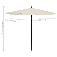 Garden Parasol with Pole 210x140 cm Sand - UV Protective and Easy to Clean