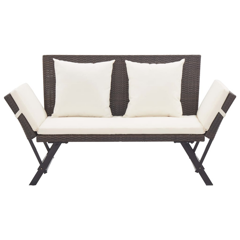 Garden Bench with Cushions Brown 176 cm Poly Rattan