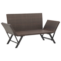 Garden Bench with Cushions Brown 176 cm Poly Rattan