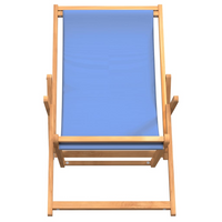 Folding Beach Chair Solid Wood Teak Blue - Durable and Comfortable