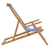 Folding Beach Chair Solid Wood Teak Blue - Durable and Comfortable