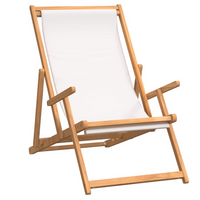 vidaXL Folding Beach Chair Solid Wood Teak Cream - Premium Outdoor Seating