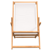 vidaXL Folding Beach Chair Solid Wood Teak Cream - Premium Outdoor Seating