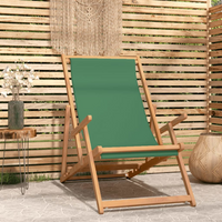 Folding Beach Chair Solid Wood Teak Green - Comfortable Seating for Your Garden, Beach, or Campsite